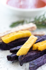 Sweet stick purple and yellow potato fire

