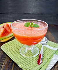 Jelly airy watermelon with mint on board