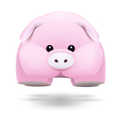 vector pink pig isolated on white background