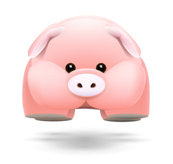 vector pink pig isolated on white background