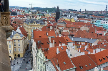 Fototapeta na wymiar Top view of the buildings of the Old Town Square, Prague, Czech Republic