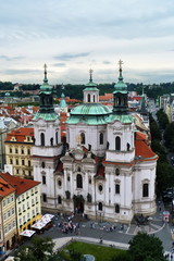 Top view of the church of St Nicholas of Old Town in Prague, Czech Republic