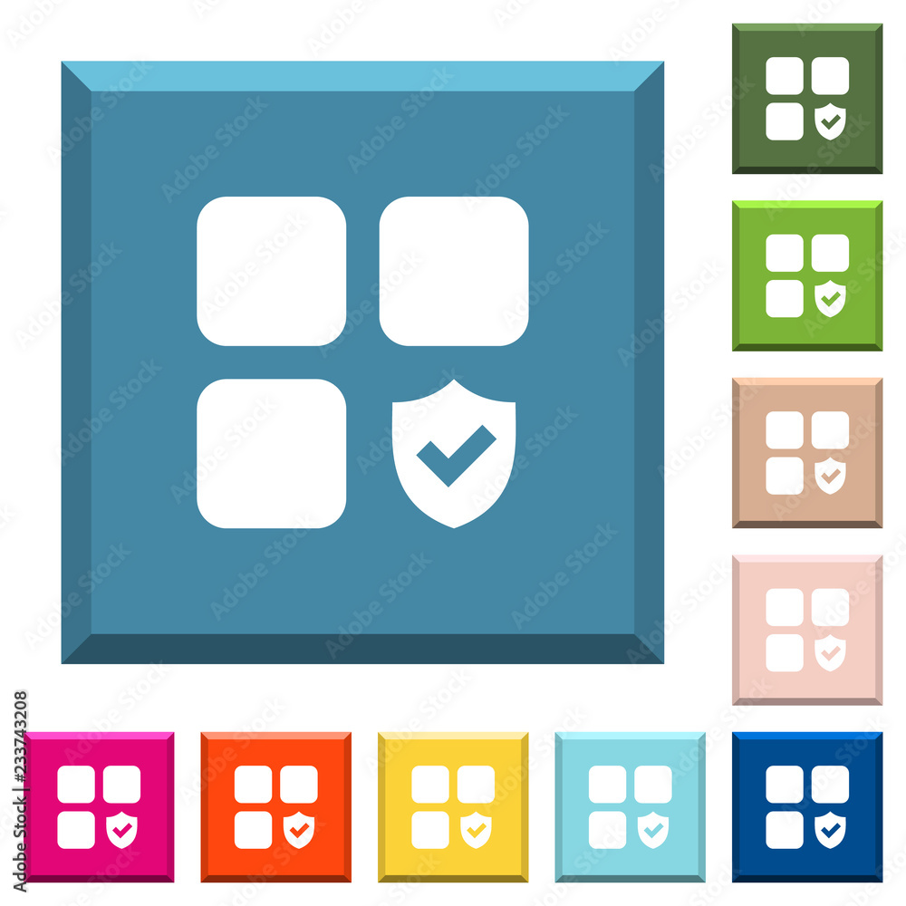 Poster protected component white icons on edged square buttons