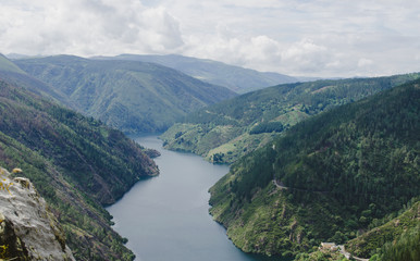 Mountain landscape with river.