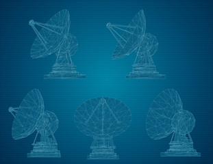 vector set. Radio antenna. astronomy and space research