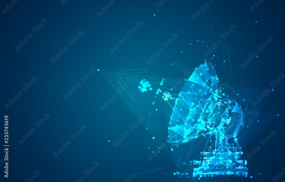 Wall mural abstract vector. radio antenna. astronomy and space research