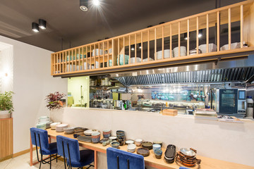 Modern restaurant interior in city center