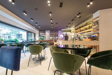 Modern restaurant interior in city center