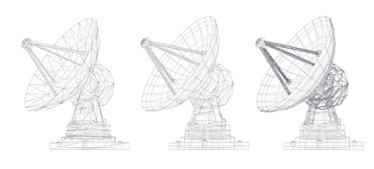Obraz premium vector set. Radio antenna. astronomy and space research