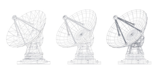 vector set. Radio antenna. astronomy and space research