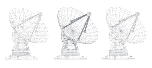 vector set. Radio antenna. astronomy and space research