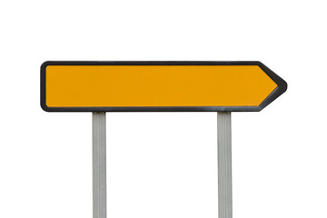 yellow road sign direction pointer isolated on white background