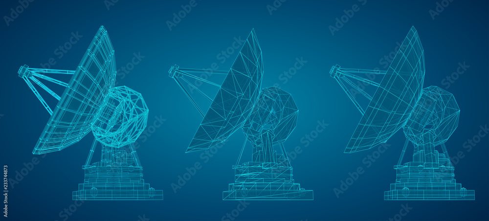 Canvas Prints vector set. radio antenna. astronomy and space research