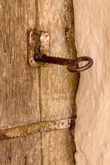 old wooden door handle