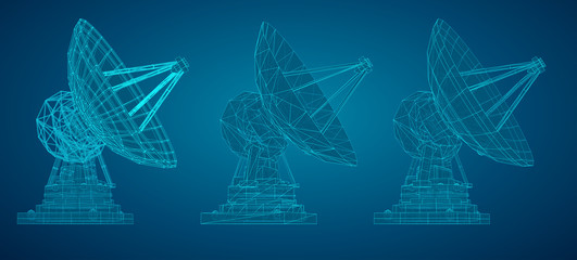 vector set. Radio antenna. astronomy and space research
