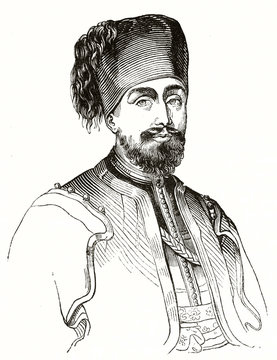 Old engraved portrait of Ibrahim Pasha (1789 – 1848), ruler of Egypt and Sudan. By unidentified author, published on Magasin Pittoresque, Paris, 1839