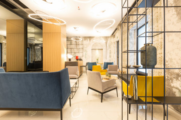 Interior of a modern hotel lobby