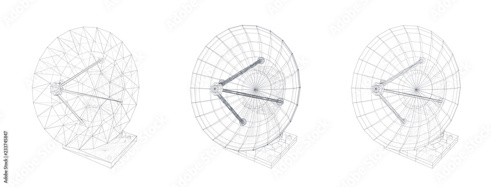 Wall mural vector set. radio antenna. astronomy and space research