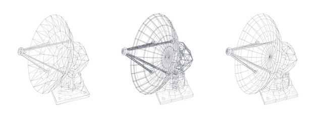 vector set. Radio antenna. astronomy and space research © coffeemill