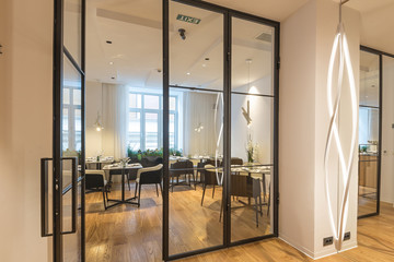 Interior of a modern hotel restaurant