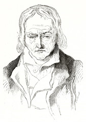 Ancient engraved minimal portrait of Guillaume Ricou (1778-1848) French fairytale writer. By unidentified author published on Magasin Pittoresque Paris 1839