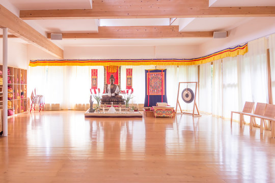 Meditation room in a Buddhist meditation center