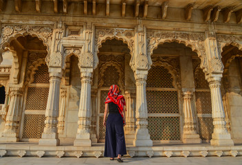 A woman at ancient temple in Jodhpur, India