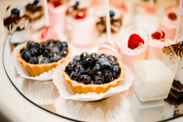 Delicious cupcakes on the festive table