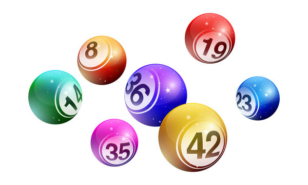 Vector crystal bingo lottery number balls set isolated on white background