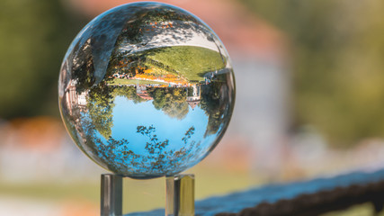 Crystal ball landscape shot on the Mainau island - Bodensee - Bavaria - Germa