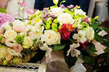 The wedding banquet decorated with decorations