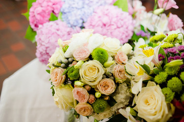 The wedding banquet decorated with decorations