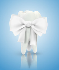 Fototapeta na wymiar vector 3d tooth for dental medicine. on a blue background