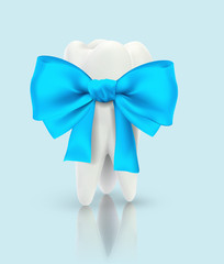 vector 3d tooth for dental medicine. on a blue background
