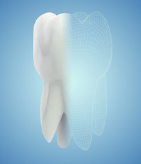 vector 3d tooth for dental medicine. on a blue background