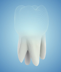 vector 3d tooth for dental medicine. on a blue background