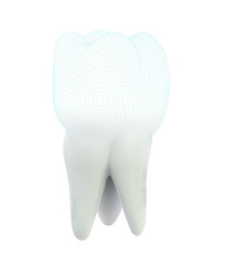 vector 3d tooth for dental medicine.volume polygonal mesh, printing on a 3D printer. isolated on a white background
