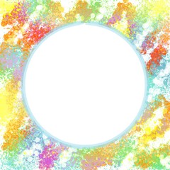 Illustration of Colorful Painted Splashing Background with White Circular Area at Center