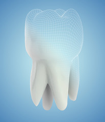 vector 3d tooth for dental medicine. on a blue background