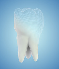vector 3d tooth for dental medicine. on a blue background