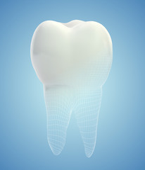vector 3d tooth for dental medicine. on a blue background