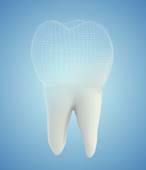 vector 3d tooth for dental medicine. on a blue background