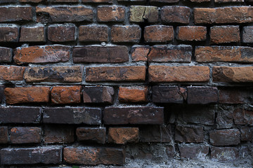 Old red brick wall background.