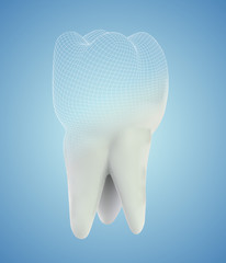 vector 3d tooth for dental medicine. on a blue background