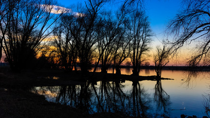 Beautiful sunset near Steinkirchen - Danube - Bavaria - Germany