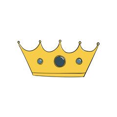 crown with gems . A symbol of authority. Headpiece of the King. Icon denoting success and insignia. Gold crown