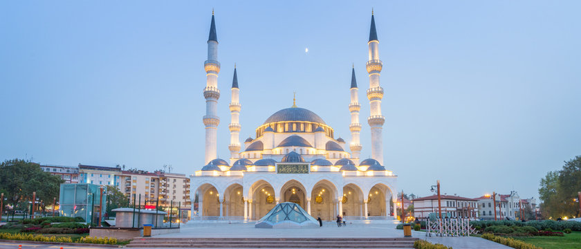 Panorama of Melike Hatun Mosque, near Genclik Park in Ankara, Turkey