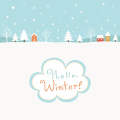 Naklejka premium Snowy winter rural landscape background