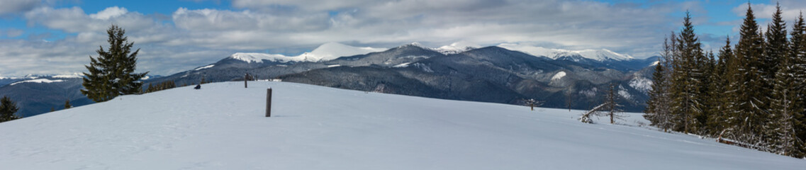 Winter snowy Carpathian mountains, Ukraine
