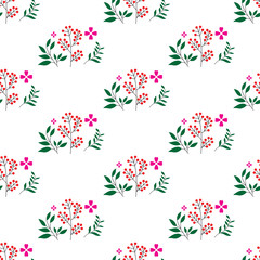 beautiful vector flower pattern with leaf on white background